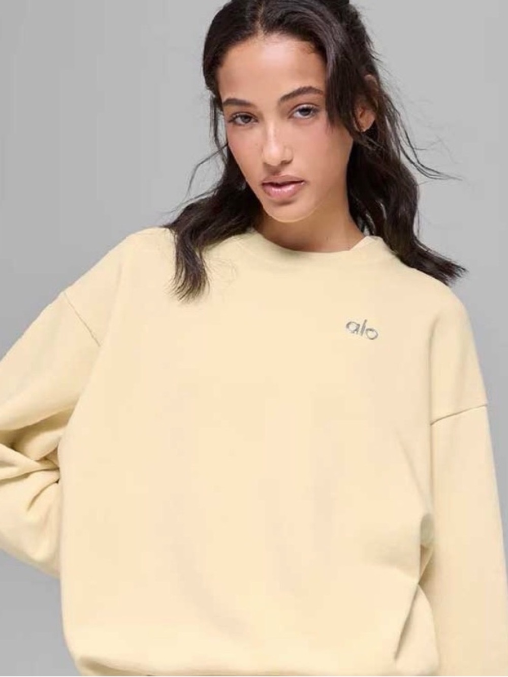 Alo Women's Yellow Crewneck Sweatshirt